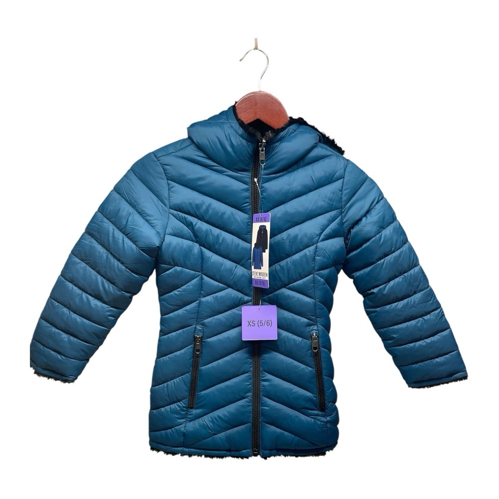 Steve Madden Youth Girls XS 5/6 Blue Black Reversible Hooded‎ Jacket